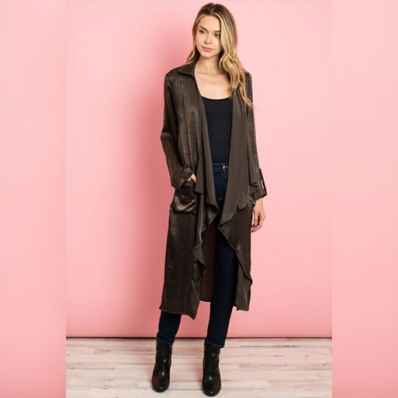Silky Lightweight Duster w/ Open Drape front Small & Medium